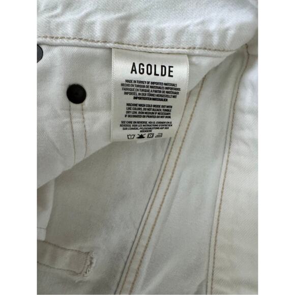 AGOLDE Parker Vintage Cutoff Denim Shorts White Size 27 High Rise Distressed - Picture 8 of 12